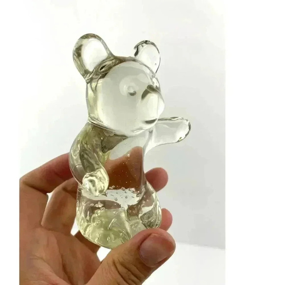 VTG Clear Crystal Glass Bear Controlled Bubbles Paperweight 8.4 Oz - Picture 7 of 13
